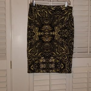 NWOT Lularoe Cassie Skirt in Grays and Yellows